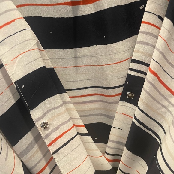 BCBGENERATION Galaxy Combo: Asymmetrical Hemline, Striped Wrap Dress - Picture 3 of 8